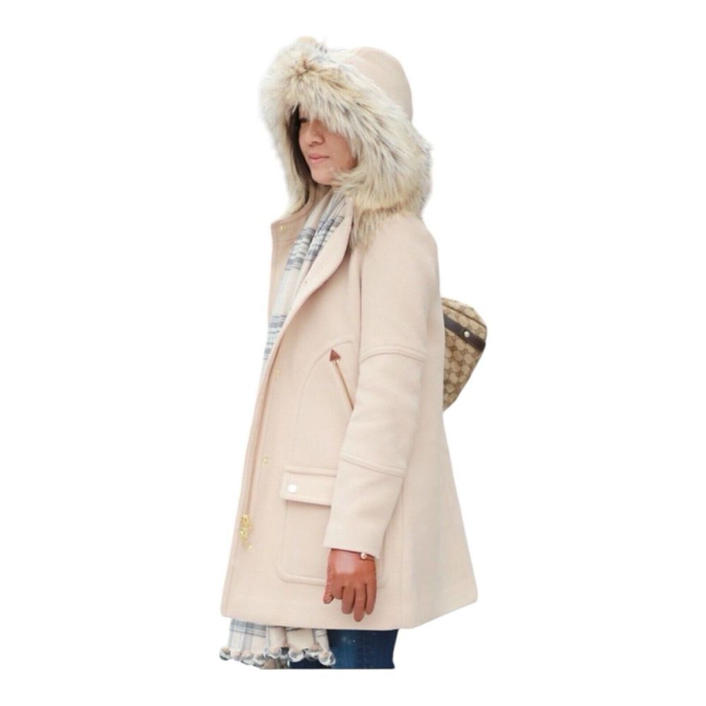 J. Crew Chateau Parka Italian Stadium Cloth Wool Coat Hooded Size 2T Tall‎ Beige - Picture 1 of 14